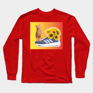 Cat Sunflower - Zine Culture Long Sleeve T-Shirt